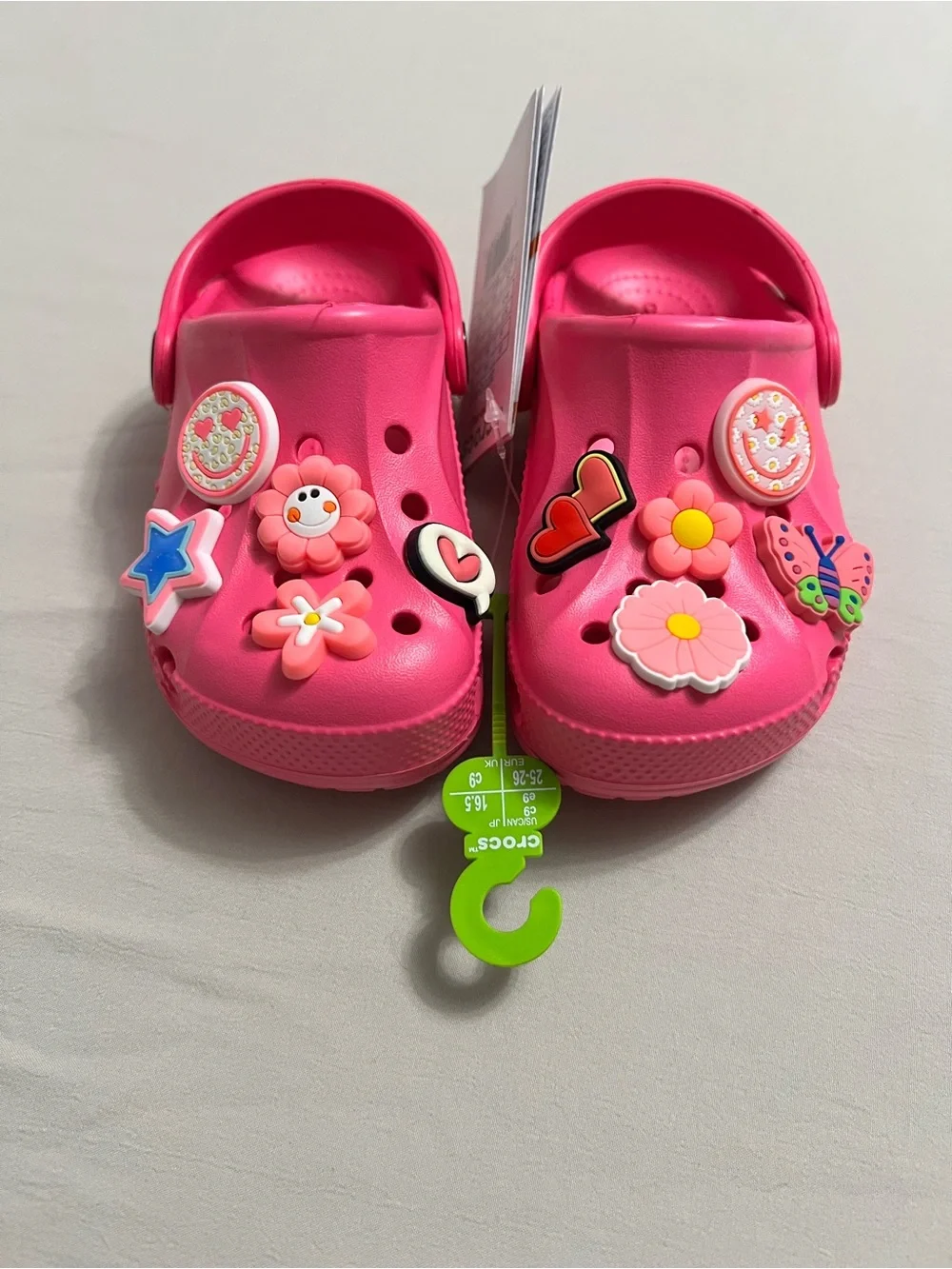 CROCS Kids' Hot Pink Clog Sandals with Decorative Charms